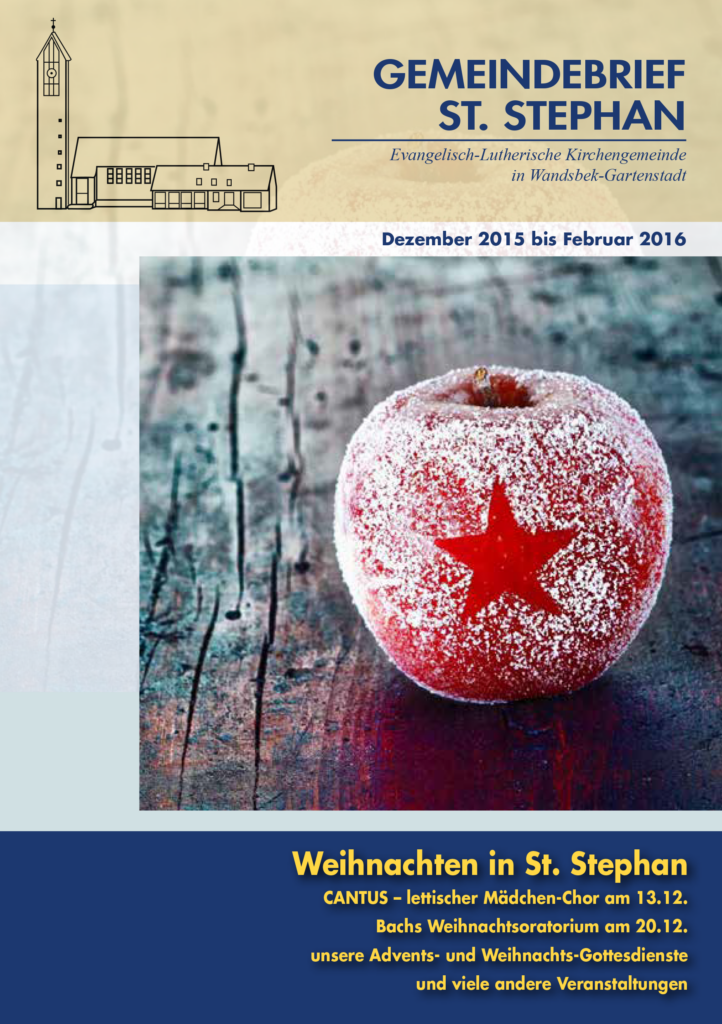 Titelbild Gemeindebrief St. Stephan, Hamburg Wandsbek, Dez. 2015-Feb. 2016