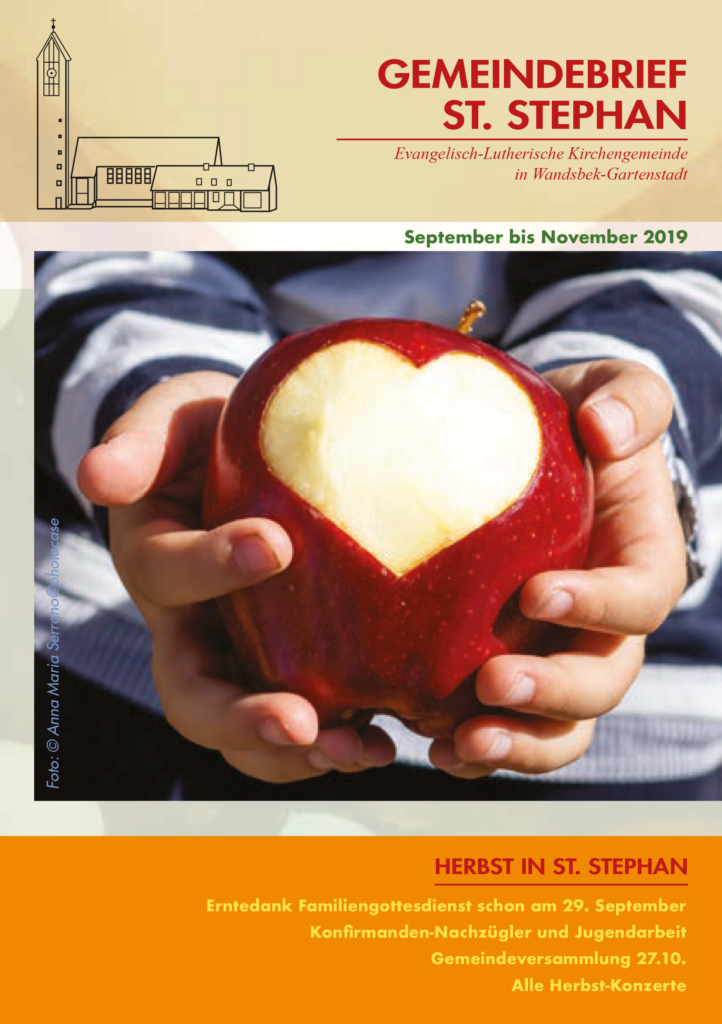 Titel Gemeindebrief St. Stephan, Hamburg-Wandsbek, Sept. - Nov. 2019
